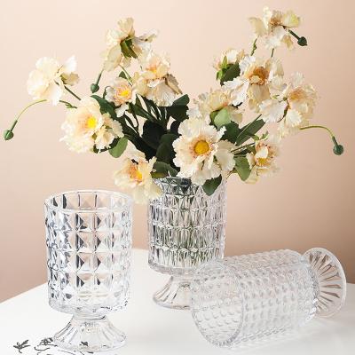 China Nordic Dry Flower Vase Vase Flower Arrangement Living Room Dining Table Creative Decor Clear Glass High-footed Minimalist Entryway for sale