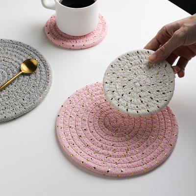 China Wholesale Sustainable Coffee Tea Cup Cotton Coaster Customize Insulation Gift Cup Coaster Table Mat Eco-friendly Material Non-slip Place Mat for sale