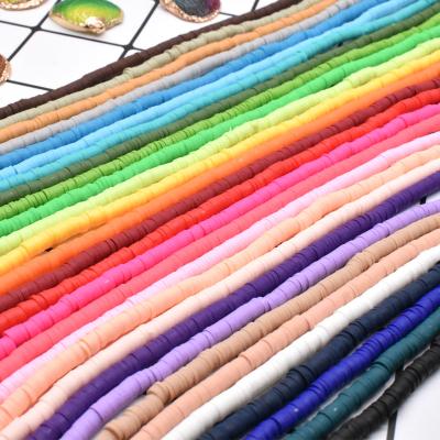 China DIY Jewelry Hand Making Round Shaped 4mm Colorful Soft Clay Beads Hot Sell Polymer Clay Disc Spacer Beads Ready to Board DIY Jewelry for sale