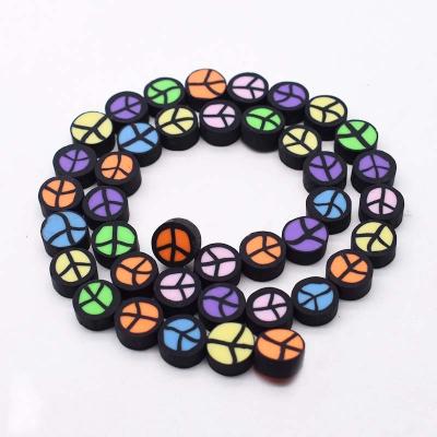 China Making Jewelry Necklace Bracelet Earring 10mm Hot Sale Handmade Color Peace Symbol Bead Clay Beads Findings Polymer Clay Loose Beads For Jewelry Making DIY for sale