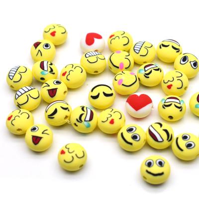 China Making Jewelry Necklace Bracelet Earring 9x12mm Hot Sale Smile Face Expression Clay Beads Hot Sell Soft Polymer Clay Loose Beads For Women Jewelry DIY for sale