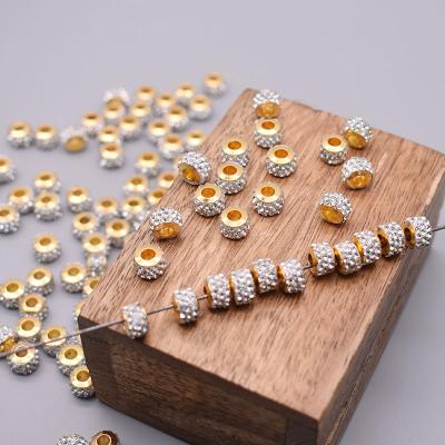 China DIY Jewelry Hand Making 100pcs/bag Big Hole 7x5mm White Crystal Fit European Disco Beads Rhinestone Necklace Diy Spacer Beads Bracelet for sale