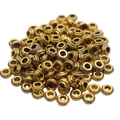 China 100pcs/bag Fashionable Antique Gold Silver Metal Alloy Wheel Round Spacer Charm Beads Loose Spacer Beads Fit DIY Bracelet Jewelry Making for sale