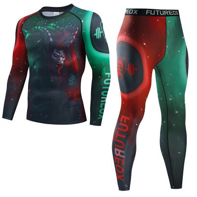 China Muttahida Majlis-e-Amal Gym T-shirts Men's Breathable Sports T-shirt Men's 3D Shirts Wolf Camps Fight Long Sleeve Compression Men's suihing Tightst Clot for sale