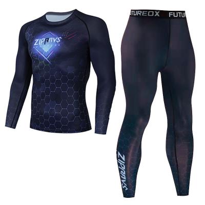 China 2021 New Men's Long Sleeve Sportswear Honeycomb Fitness Sportswear Suit Breathable Outdoor Running Quick-Dry Fitness Clothing for sale