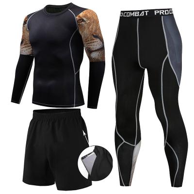 China Cheap Gym Mens Compression Workout Price Tights Breathable Fitness Suit for sale