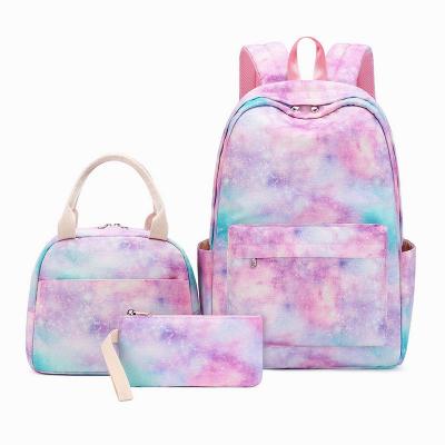 China 3pcs/set Durable Starry Sky Graffiti School Bag Set Teen Girls Waterproof Backpack With Lunch Bag Pencil Case for sale