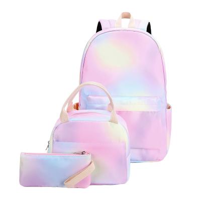 China Durable Trending Shiny Student School Bag Set Teenage Glitter School Backpack with Lunch Bag and Pencil Bags for Girls for sale