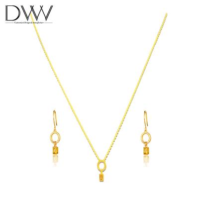 China Environmental Friendly Hexagon Shape Jewelry 18K Gold Plated Jewelry Set Chain Necklace Jewelry Set for sale