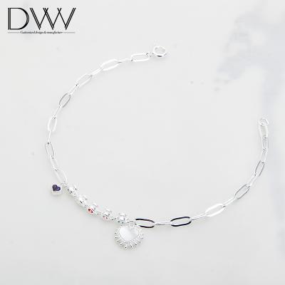 China High Quality Sterling Silver Jewelry Heart Charm Bracelets Silver Plated Bracelet for sale