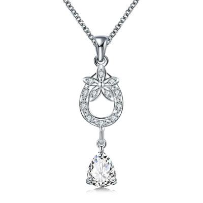 China Silver Plated Environmentally Friendly 925 Sterling Flower Pendent Necklace Chain Necklace for sale