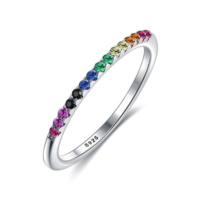 China 2021 Hot Sale Colorful Jewelry Sterling Silver Ring Handmade Zircon Stone 2021 Environmentally Friendly for sale