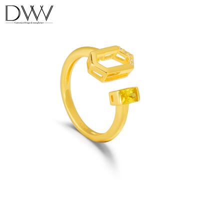 China China Suppliers Environmental Friendly Gold Plated Zirconia 925 Ring For Ladies Silver Office Style Yellow for sale