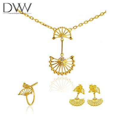 China Environmental Friendly Custom Design Gold Jewelry Zircon Stone Jewelry Set 18K Gold Jewelry Set for sale