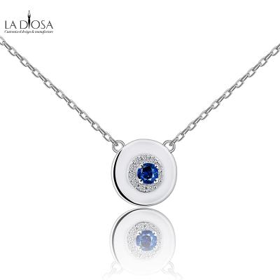 China High quality wholesale blue zircon necklace silver pendant set for sale