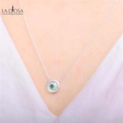 China High Quality Wholesale Round Shape Necklace Green Zircon Sterling Silver Necklace for sale