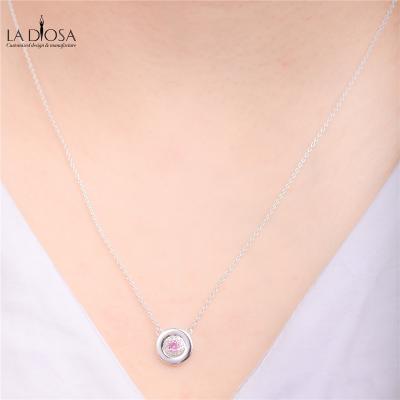 China Wholesale High Quality Silver Plated Pink Zircon Silver Necklace Jewelry for sale