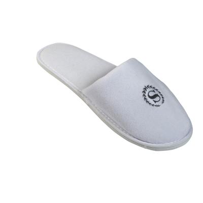 China Breathable suitable for women and men hotel home slippers polyester velor non-slip warm slippers for sale