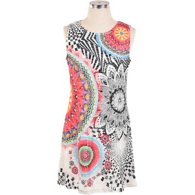 China Wholesale Breathable Round Tribal Print Sleeveless Slim Fit Neck Fashion Short Shift Dresses for sale