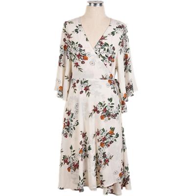 China Latest Breathable Designs Summer Clothes Ladies Women Floral Casual Dress for sale