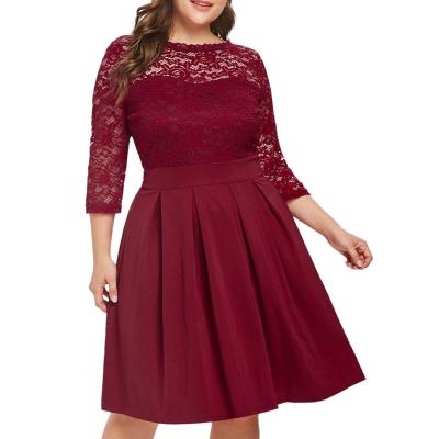 China Breathable 2020 Autumn Solid Color Lace Party Evening Prom 5XL Size Big Dresses Women Plus Size Casual Dress for sale