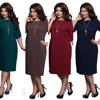 China 2020 Women Breathable Plus Size Clothing L-6XL Spring Green Dress Blue Red Blue Casual Dress Big Straight Plus Size Dresses for sale