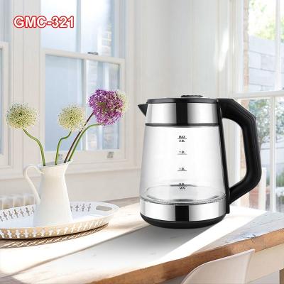 China 360 degree rotation base keep hot function adjustable temperature digital glass electric kettle with GMC-321 tea filter homewings brand for sale