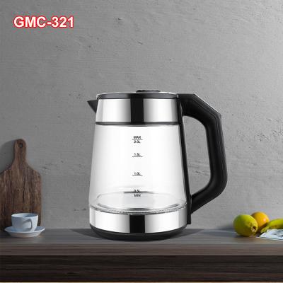 China 360 degree rotation base keep hot function adjustable temperature digital glass electric kettle with GMC-321 tea filter homewings brand for sale