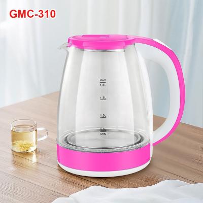 China 1.8L High Borosilicate Luminous Lead Glass Water Heater 360 Degree Base Rotation Health Home Appliance Promotional Glass Kettle for sale