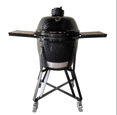 China Versatile Glossy Black 18'' Kamado Grill Adjustable Temperature Powder Coated for sale