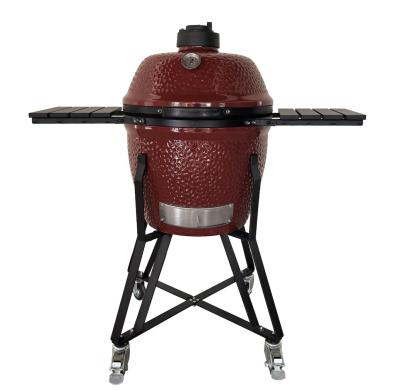 China Easy Cleaning Kamado Barbecue Grill Corrosion Resistance Ceramic BBQ Grill Glossy Deep Red for sale