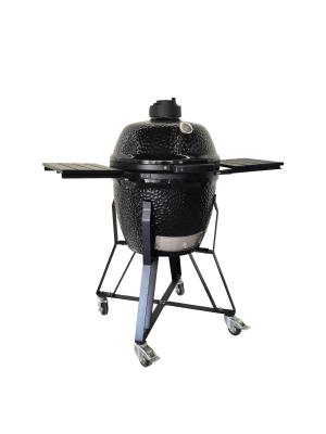 China Glossy Black Kamado Grill With Smoker 20 Inch Compact And Space Saving for sale