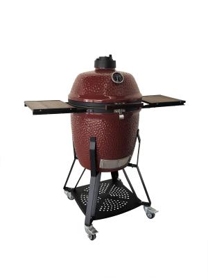 China Gloss Deep Red Kamado BBQ 22 polegadas de alta capacidade com lençóis de bambu à venda