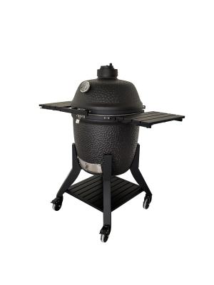 China 22 Inch Dark Grey Portable Kamado Grill Abrasion Proof Ceramic Smoker Grill for sale