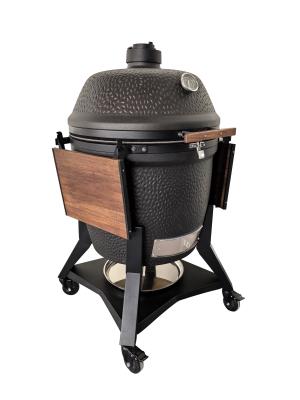 China 28 Inch Kamado BBQ Grill Dark Grey Egg Shaped Grill Weather Resistant for sale