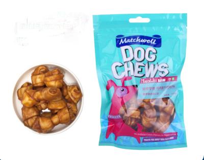 China Sustainable Dog Food Pet Treat Chicken With Rawhide Pet Food Sticks Colored Packing Dog Chews Treats for sale