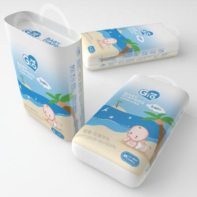 China Gio Top Quality 3D Material Care Baby Care Printed Disposable Soft Diapers Prevention Paper Sleeve Leakage Absorption Ultra Thin Baby Diapers for sale