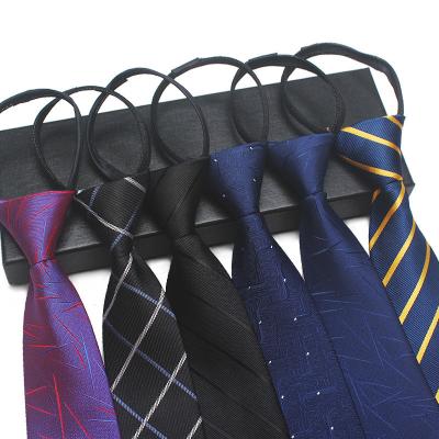 China Men's professional tie free knot 8cm lazy zipper tie 7cm easy to pull business formal work wholesale FR5679 for sale