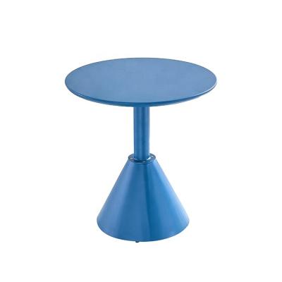 China Colorful Modern Cafe Outdoor Leisure Table Restaurant Patio Furniture Round Aluminum Cone Coffee Table for sale