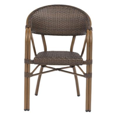 China Modern high quality Scandinavian light luxury wicker style arm aluminum pe rattan outdoor modern chair for sale