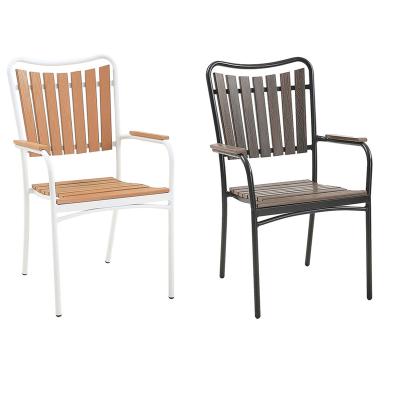 China Patio Wood Outdoor Garden Modern Nordic Style Furniture Set Aluminum Stacking Chair Plastic Wood Chair for sale