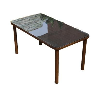 China Modern Outdoor Dining Table Bamboo Glass Metal Coffee Table Mesh Teslin Rectangle Aluminum Frame for sale