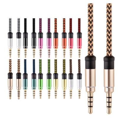 China Speaker Nylon Fabric Braided 3.5mm Male To Male Stereo Jack Aux Audio Cable For Car AC17 Earphone for sale