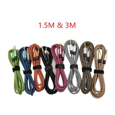 China AUX cable. 3.5mm Nylon Braided Auxiliary Speaker Jacket Audio For AC17 Laptop for sale