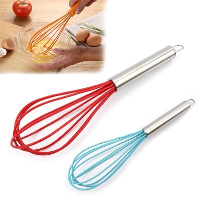 China Best Sustainable Selling Product Stainless Steel Handle Silicone Egg Beater Beats 8 Inch for sale