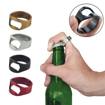 China 22mm Mini Bottle Opener Stainless Steel Solvent Finger Ring Opener Bottle Shape Beer Cap Opener Kitchen Tools Bar Tools for sale