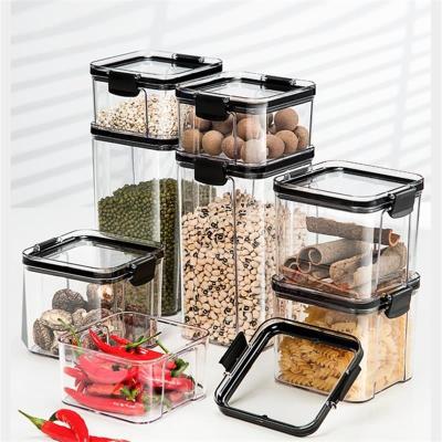 China Plastic Reusable Airtight Easy Stackable Instant Lock Food Storage Container Viable Bpa Free Bins Set With Lid For Kitchen Use for sale