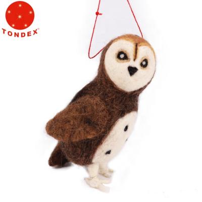 China Pure Owl Design Decoration Christmas Holiday Wool Pure Animal Wool Decoration Good Quality New for sale