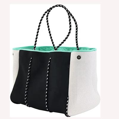 China Hot Selling Perforated Neoprene Bag Beach Tote Handbag Bags For Women Bag for sale