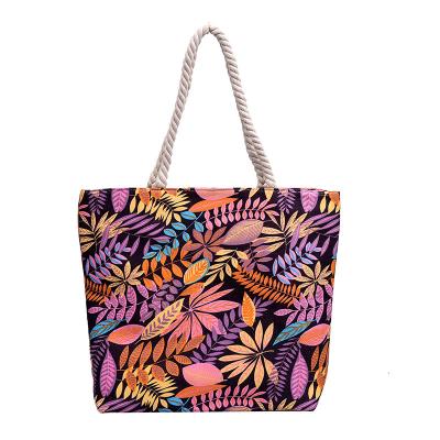 China Customization PORTABLE Women's OEM/ODM Shoulder Bags Fashion Double-Sided Printing Canvas Large Tote Bag Handheld Beach Bag for sale